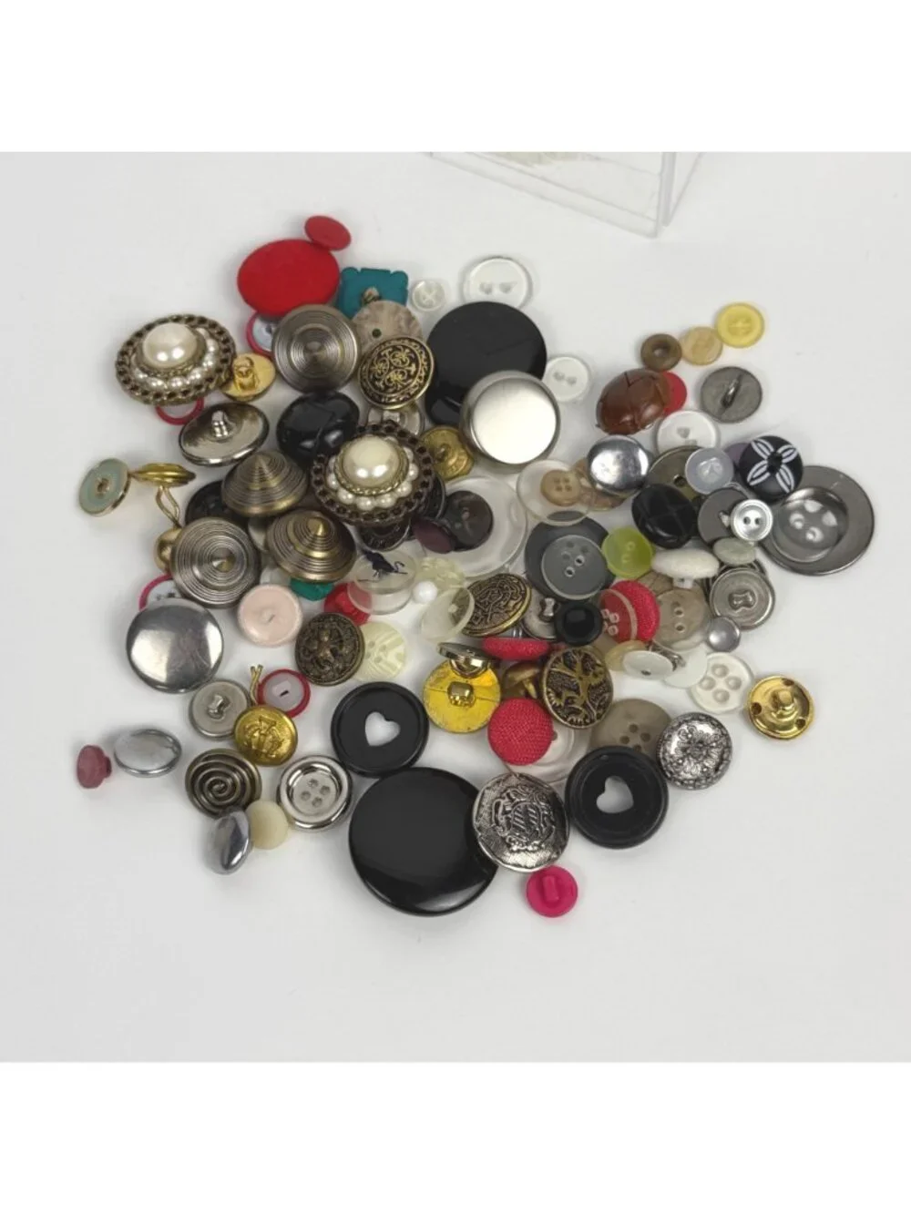 Button Lot Assorted Colors & Sizes Metal Plastic Cloth Covered
